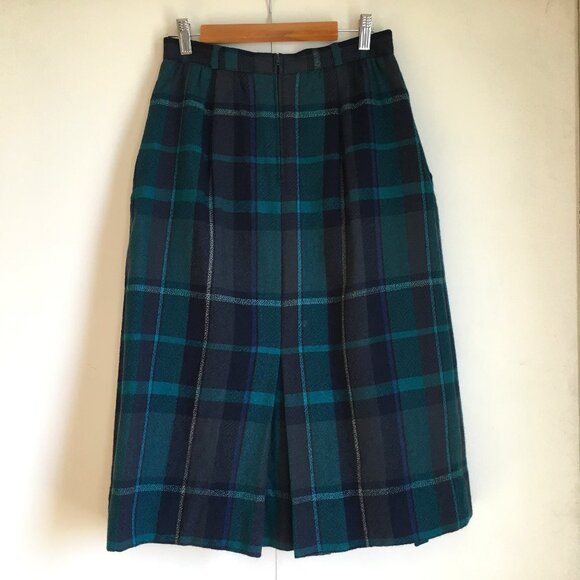 Vintage Gerry Weber Plaid Pleated Wool Skirt 27W - Picture 2 of 12